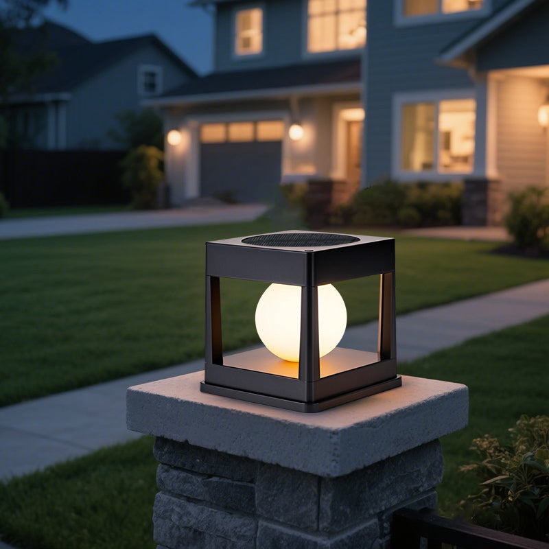 2LED Outdoor Solar Lawn Light Waterproof Column Head Light